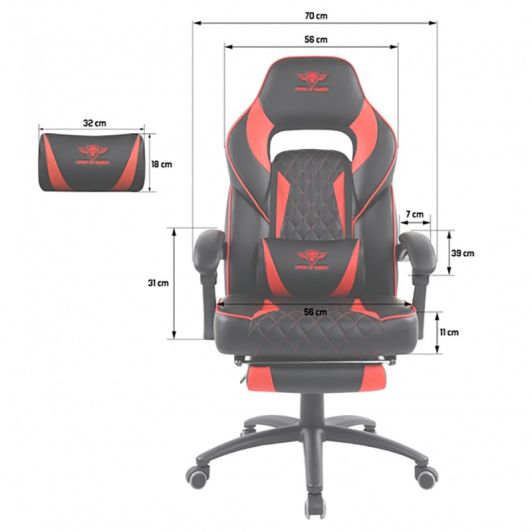 Chaise gaming SPIRIT OF GAMER MUSTANG Noir et rouge