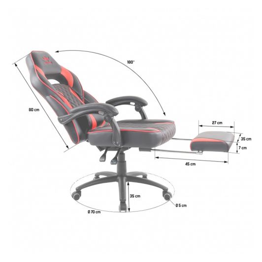 Chaise gaming SPIRIT OF GAMER MUSTANG Noir et rouge