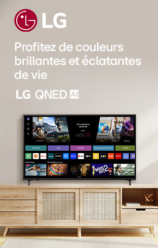 Téléviseur LG QNED AI dans un salon