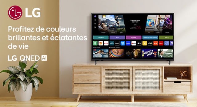 Téléviseur LG QNED AI dans un salon
