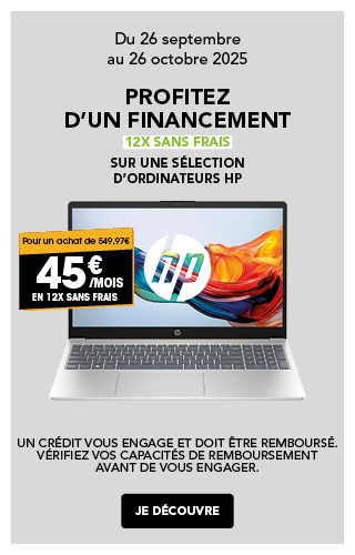 ONEY - Profitez d'un financement 12X sans frais sur une sélection d'ordinateur HP