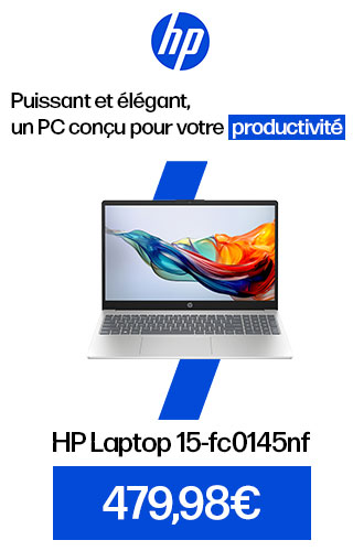 HP, puissant et élégant, un PC conçu pour votre productivité, HP Laptop 15-fc0145nf à 479,98€