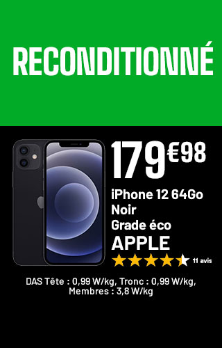 iPhone 12 64Go Noir - Reconditionné - 179€98