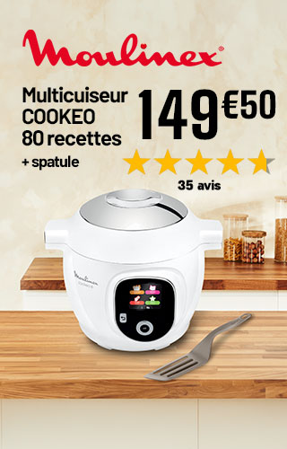 MOULINEX - Multicuiseur Cookeo 80 recettes + spatule - 149€50