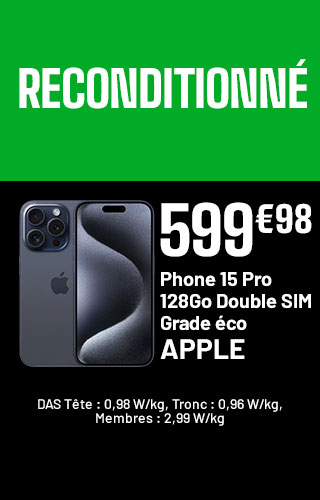 Produit reconditionné - Iphone 15 pro 128Go Double SIM Grade éco - Apple - 599€98