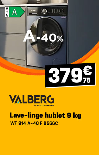Lave-linge hublot 9 kg VALBERG WF 914 A-40 F B566C