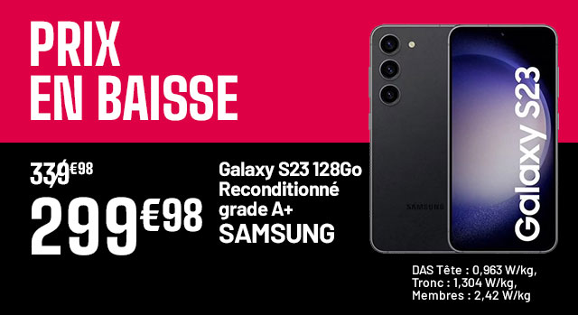 Prix en baisse - Galaxy S23 128Go Reconditionné Grade A+ SAMSUNG - 299€88
