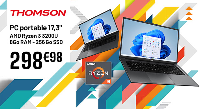 Thomson - PC Portable 17.3 pouces 8go RAM 256Go ssd - 298€98