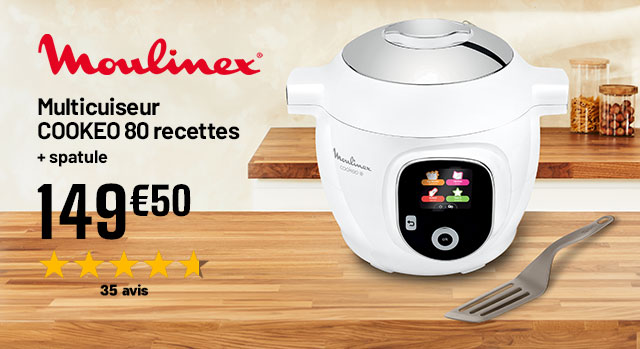 MOULINEX - Multicuiseur Cookeo 80 recettes + spatule - 149€50