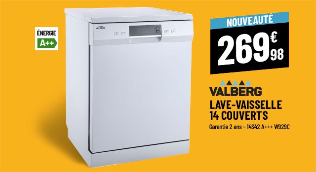Lave-vaisselle 14 couverts VALBERG 14S42 A+++ W929C